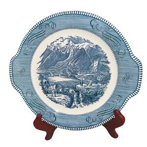 Vintage Currier And Ives Rocky Mountains 10 Inch Serving Tray Platter